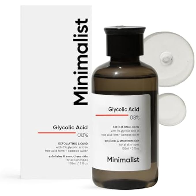 MINIMALIST 8% GLYCOLIC ACID TONER FOR GLOWING SKIN | MULTI-FUNCTIONAL EXFOLIATING TONER WITH BAMBOO WATER FOR BODY FACE, UNDERARMS & SCALP | FOR WOMEN & MEN | 150 ML - Image 1